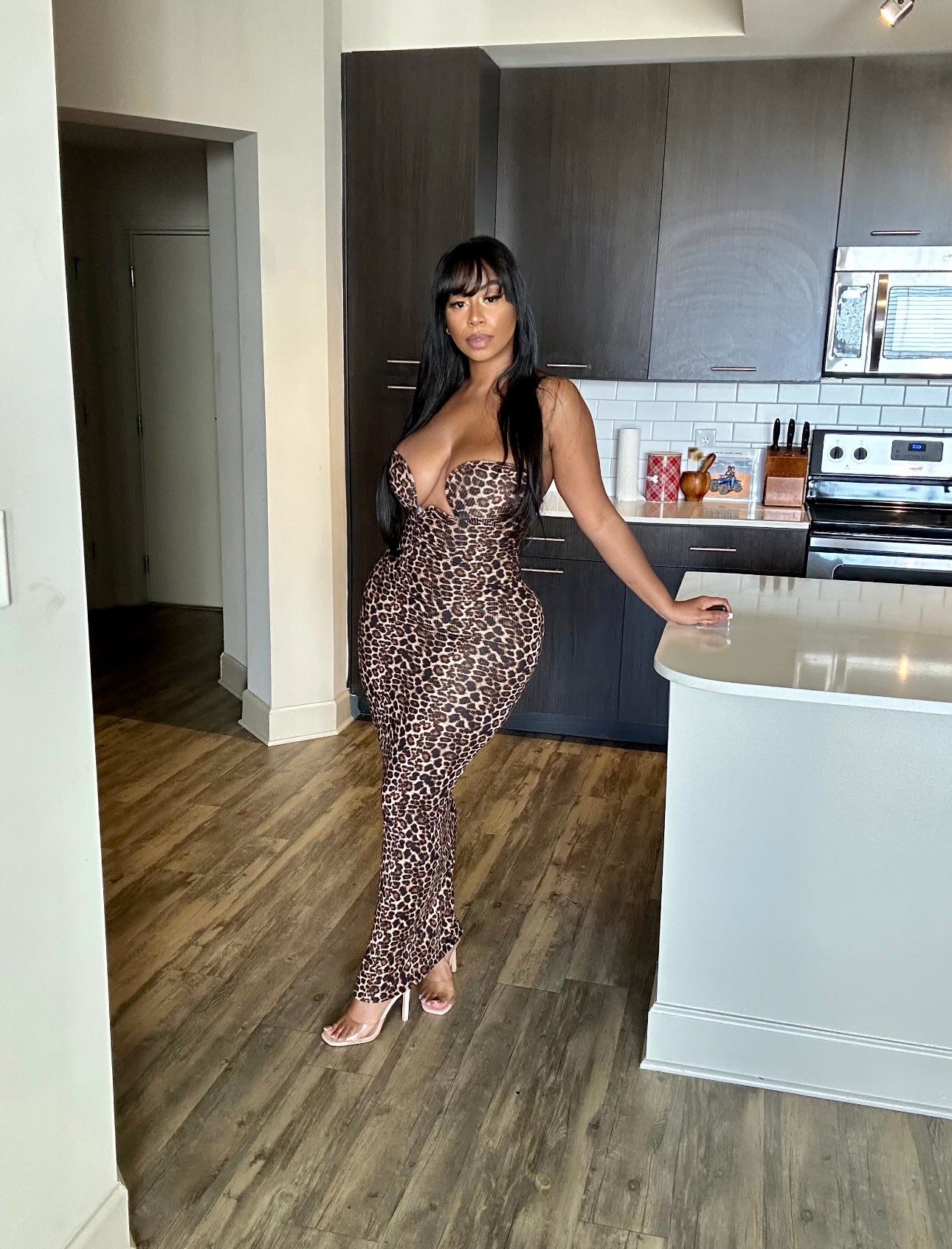 Strapless Leopard Maxi