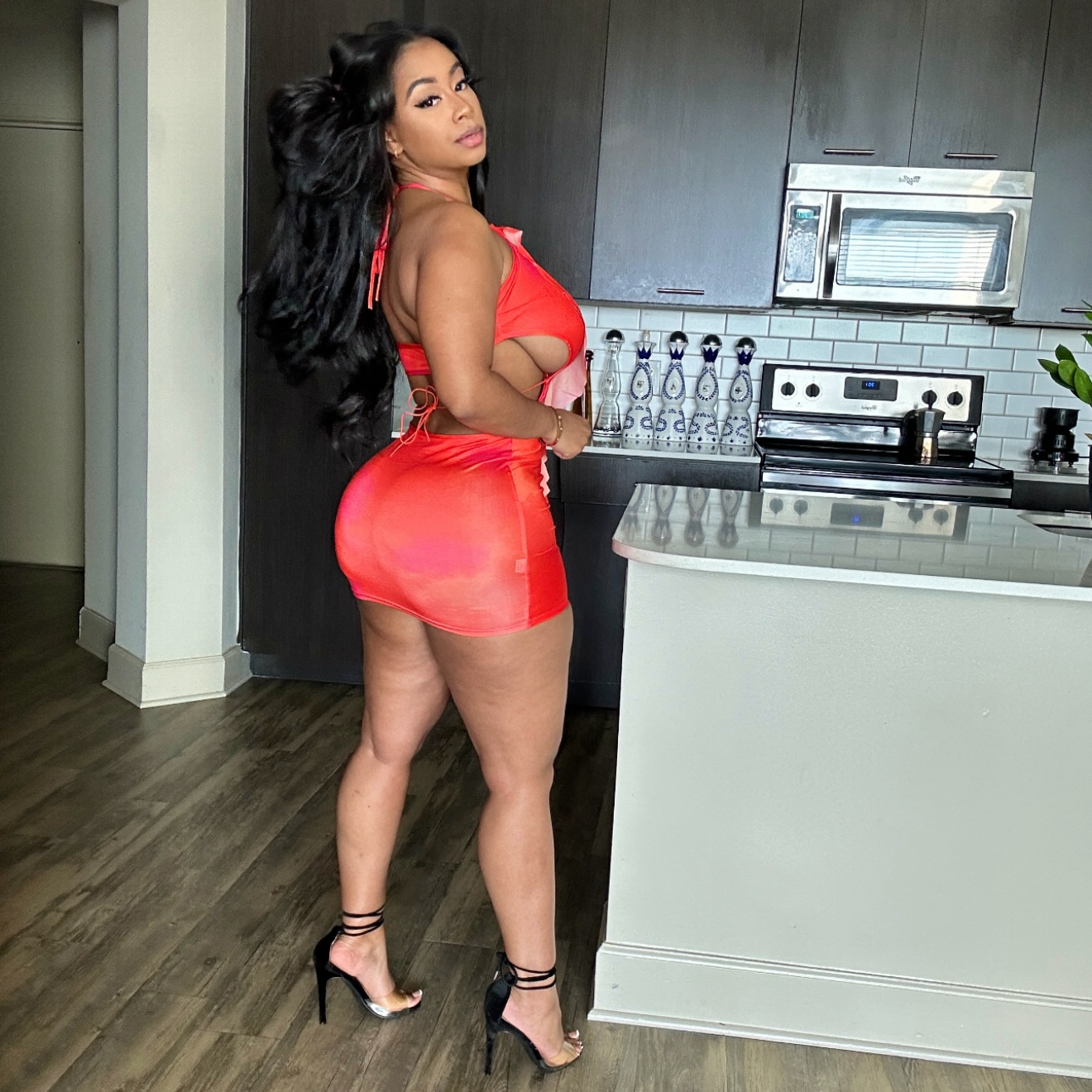 Ruffled Coral Mini Dress