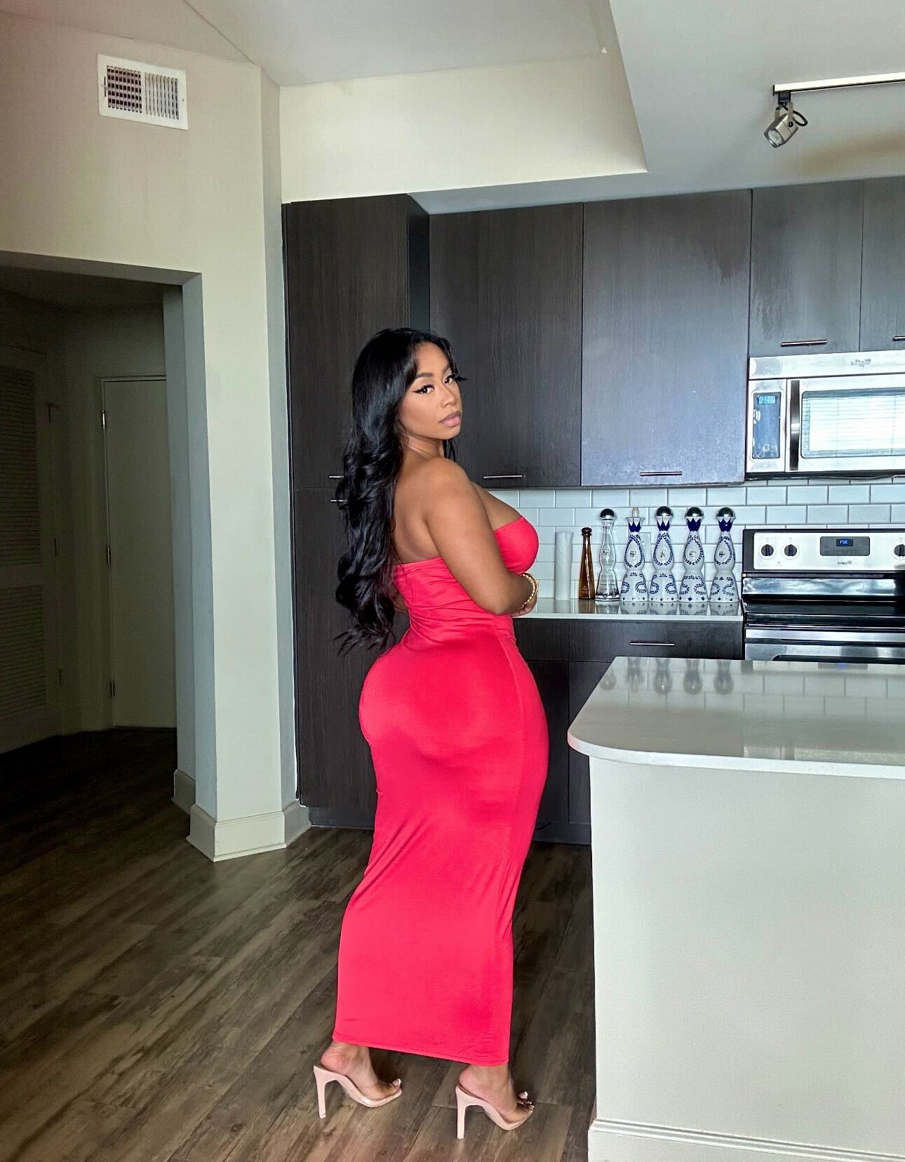 Coral Maxi Strapless Dress