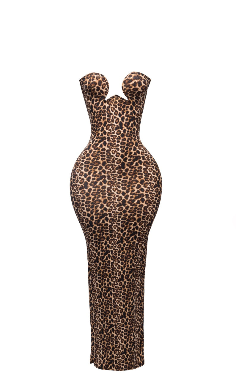Strapless Leopard Maxi