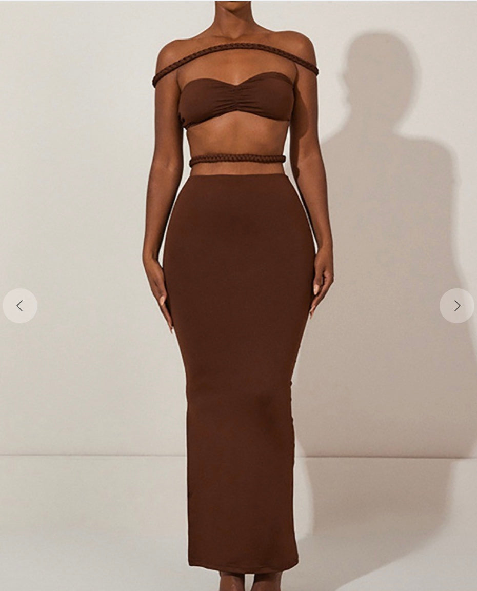 Cocoa Braided Skirt Set