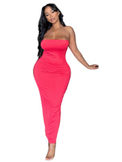 Coral Maxi Strapless Dress