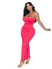 Coral Maxi Strapless Dress